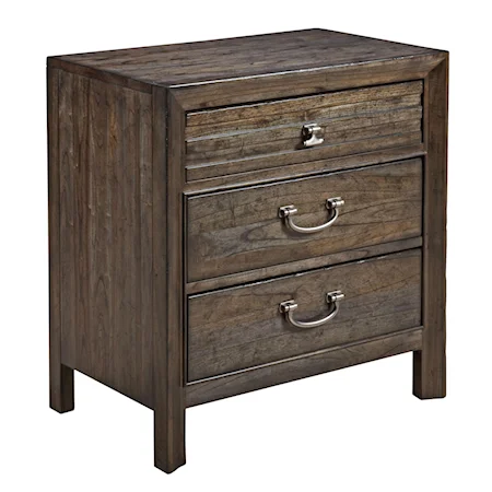 Contemporary Solid Wood Nightstand with Grooved Mouldings